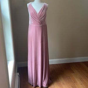 CHRISTINA WU Long Velvet Dress Gown Dusty Rose Size 18 Plus Size V Neck